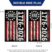 ieftine 250 de ani de la-Banner de grădină vintage cu steagul american, aniversare de 250 de ani a SUA (1776-2026), cu design roșu, alb și negru, pentru decor exterior