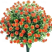 זול פרח מלאכותי-6 חבילות פרחים מלאכותיים פרחים מזויפים חיצוניים לקישוט עמיד בפני UV ללא דהייה צמחי פלסטיק מלאכותיים גינה למרפסת חלון עיצוב ארגזי חלון