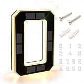 baratos Candeeiros Luzes de Exterior-Luminária de parede solar externa de 9 polegadas com endereço, à prova d'água IP44, luz LED com número para jardim, varanda, casa de campo, rua, placa luminosa com número da casa, luz decorativa