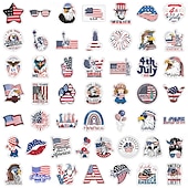 250 stuks 4 juli stickers, 5 verpakkingen van 50 patriottische waterdichte vinylstickers voor waterflessen en laptops, stickers met de Amerikaanse vlag voor Onafhankelijkheidsdag voor kinderen,