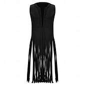 economico Cime-Retrò Vintage Anni '70 Disco Gilet in camoscio Hippie Disco Frangia con nappe Costume Per donna Halloween Carnevale Mascherata Festival Musicale Performance Parata dell'Orgoglio Adulti