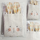 cheap Easter-6pcs Bunny Drawstring Bags, 5.91x7.09inch, Cute Carrot Rabbit Easter Gift Pouches for Party Favors, Candy, Jewelry, Surprise Packaging, Goodie Bags for Wedding, Tailgating, Spring &amp; Summer Events