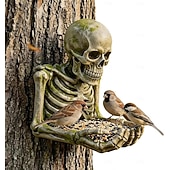 billige Utendørs vegghenger-Bigfoot fuglemater, vanntett utendørs skulptur med palmeskål &amp;skjult nøkkelhullshenger, tremontert/hengende hagedekor for fugletitting i hagen, for naturelskere