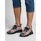  Verenigde Staten 250e Verjaardag Heren America Atletische Sneakers - USA Vlag Print Lichtgewicht Hardloopschoenen Gevoerde Zool Patriottische Trainers voor 4e Juli Vieringen Parades