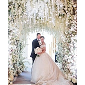 abordables Flores artificiales-12 flores artificiales de glicina de 1,1 m/pieza, blancas, densas, artificiales, de ratán, guirnalda colgante de flores de seda, decoración para fiestas en casa o bodas.