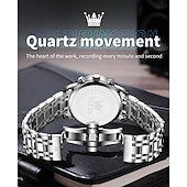 abordables Relojes de Cuarzo-Nuevo reloj de negocios para hombre de la marca Olevs con pantalla luminosa, función de cronómetro, calendario, indicador de 24 horas, reloj de cuarzo multifuncional, informal y moderno, resistente al