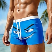 billiga Retro Vintage &amp; Etik-Herr 3D Print 3D-seriefigur Le ansikte Badshorts Boardshorts Medium Midja Hawaiisk Rolig Strandsemester Snörning med meshfoder Elastisk midja Designer Kläder