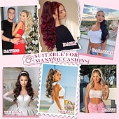 halpa Poninhännät-24 tuuman pitkä laineikas poninhäntäpidennys, viininpunainen ombre-kynsipidike, pitkä kihara laineikas viininpunainen poninhäntäpidennys, leukaklipsillä varustettu poninhäntäpidennys naisille, 24