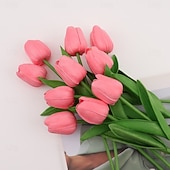 economico Fiore finti-10 tulipani finti, fiori artificiali, fiori finti in PU, steli di tulipano, per bouquet primaverili da matrimonio, composizioni floreali, decorazioni per feste in casa e ufficio, per la festa della