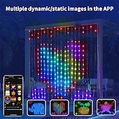 זול רצועות אור חכמות-וילון אור חכם וניתן לתכנות עמיד למים ip44, שינוי צבע RGB טקסט הניתן להתאמה אישית DIY &amp;דוגמאות, נורות לד עם שלט רחוק, אפליקציית בלוטות', בקרת נקודות קסומות לעיצוב הבית