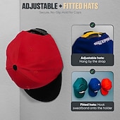  16 cârlige pentru pălării de perete, cuiere adezive pentru pălării fără găurire, suport minimalist pentru șepci, cârlige de perete adezive, rezistente la deteriorări, pentru șepci de baseball, ușă