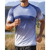 billiga Löpar-T-shirts och linnen-Herr Lutning T-shirt för jogging Kompressionströja Atletisk skjorta Sport topp Sommar Kortärmad Snabb tork Fuktabsorberande Andningsfunktion Gymträning Gång Joggning Blå Svart Himmelsblå Sportkläder