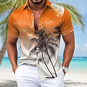economico Camicia in Raso da Uomo-Per uomo Albero di Cocco Colore sfumato Piante Tropicali Camicia in raso Camicie hawaiane Camicia Aloha Manica Corta Hawaiano Quotidiano Vacanza Estate Primavera Collo ripiegato Stampa 3D Camicie con