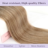 halpa Poninhännät-kiristysnyörillä poninhäntäpidennykset, pitkät suorat poninhännät, luonnollisen pehmeät klipsiponinhännät naisille, synteettiset hiuslisäkkeet, ombre, mustasekoitus, vaaleat