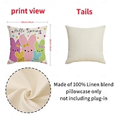 cheap Throw Pillows &amp; Covers-Set of 4 Easter Bunny Egg Pillow Covers Set Linen Throw Pillow Covers Spring Holiday Decorative Cushion Covers