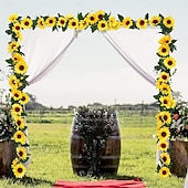 economico Fiore finti-Confezione da 3 ghirlande di girasoli artificiali, 7,5 piedi/filo di girasoli di seta appesi, fiori rampicanti con foglie verdi per la stanza, la cucina, il giardino, il compleanno, il matrimonio, il