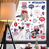  9 ark nye søte hundeflagg-glassklistremerker til uavhengighetsdagen i USA, feirer festivalen med elektrostatiske klistremerker