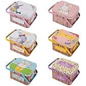 cheap Easter-Easter Bunny Tin Carry Basket, Colorful Metal Rabbit Storage Box with Handle, Creative Easter Decoration Treat Gift Container