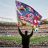 baratos Bandeiras de Jardim, Banner-Bandeira para a Copa do Mundo de Futebol de 2026 com símbolos nacionais, perfeita para comemorações e eventos esportivos, uma bandeira vibrante para apoiar os torcedores.