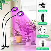baratos Luz LED Ambiente-Luminária de LED para cultivo de plantas com 1/2/3/4 LEDs, espectro completo, 48 LEDs, temporizador, brilho ajustável, alimentação USB 5V, ideal para plantas de interior, hidroponia, hortaliças,