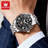 お買い得  機械式腕時計-OLEVS 男性 機械式時計 クリエイティブ 贅沢 ファッション ビジネス スケルトン 自動巻き トゥールビヨン ムーンフェイズ表示 ステンレス レザー 腕時計