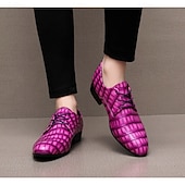 voordelige Derby Schoenen-Herenschoenen van imitatieleer in paars met krokodillenprint, stijlvol en uniek, ideaal voor formele gelegenheden en avondkleding.