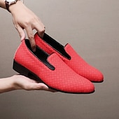 abordables Mocasines-Mocasines de piel sintética con efecto cocodrilo rojo para hombre: elegantes zapatos de vestir sin cordones para bodas, fiestas y eventos formales.