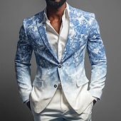 economico Blazer Stampati da Uomo-Per uomo Stampa Floreale Giacca blazer Cappotto Confortevole Traspirante Artistico Casual Quotidiano Formale Abbigliamento da sera Stampa 3D Bottoni Multi-tasche Autunno &amp; Inverno Primavera Dentellato