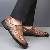 economico Sandali casual-sandali da uomo marroni senza lacci, tomaia traspirante con design casual, comodi per avventure all'aria aperta, abbigliamento casual e attività estive