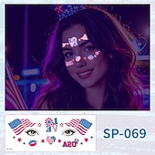  15 Pcs Independence Day Fluorescent Facial Tattoo Patch, American Party Festival Event Waterproof Sweat Disposable Makeup Face Patch