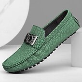 baratos Mocassins casuais-Mocassins masculinos verdes em couro sintético, elegantes e versáteis para ocasiões casuais e eventos de verão.