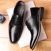 baratos Sapatos Oxford-Sapatos sociais masculinos em couro sintético, clássicos e elegantes para o escritório e ocasiões especiais.