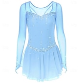 abordables Vestidos de Patinaje Artístico-Vestido de patinaje artístico Chica Patinaje Sobre Hielo Vestidos Negro Blanco Amarillo Retazos Costura asimétrica Elástico Entrenamiento Competición Ropa de Patinaje Clásico Cristal / Strass Manga