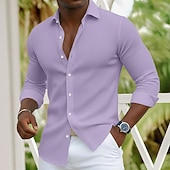 voordelige heren overhemd met knopen-Voor heren Overhemd Corduroyshirt Overhemd met knopen Marineblauw Blauw Lange mouw Effen Strijkijzer Casual Dagelijks Button-omlaag Kleding Katoen Modieus Streetwear Klassiek Casual