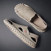 preiswerte Lässige Sandalen-Weiße, perforierte Herren-Freizeitschuhe aus Kunstleder, leichte, atmungsaktive Loafer für sommerliche Mode und legere Treffen