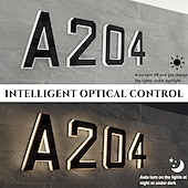 baratos Candeeiros Luzes de Exterior-Luminária de parede solar externa de 9 polegadas com endereço, à prova d'água IP44, luz LED com número para jardim, varanda, casa de campo, rua, placa luminosa com número da casa, luz decorativa