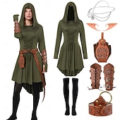 voordelige Outfits-Set Retro vintage Middeleeuws Renaissance Jurken Wapens en Harnassen Ceintuur met accessoires Lange Mouwen Fee Kostuum Dames Halloween Carnaval Maskerade Renaissance beurs Retro themafeest Volwassenen