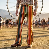 preiswerte Unterteile-Retro Vintage Boho 1970er Hose Schlaghosen Hippie Disco Hohe Taille Gestreift Kostüm Herren Halloween Karneval Musikfestival Retro-Mottoparty Erwachsene Hose