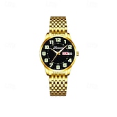 baratos Relógios Quartz-Relógio feminino digital com pulseira de aço inoxidável, calendário e indicador de semana, moderno e elegante para o dia a dia, viagens, uso noturno, ocasiões casuais, esportes e negócios.