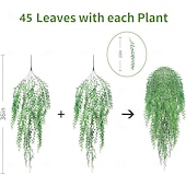 levne Umělé rostliny a zeleň-4 ks umělé girlandy závěsné révy falešné listy smuteční vrby falešná zeleň umělé rostliny realistická dekorace pro domácí kancelář do interiéru a exteriéru