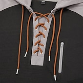 cheap Waffle Knit Tee-Men's Waffle T-shirt T Shirt Waffle Henley Shirt Long Sleeve Hooded Lace Up Neck Fall Solid Color Textured Traditional / Vintage Drawstring Casual Home Outdoor Light Blue Wine Black Top Tee for Men