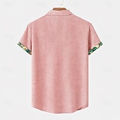 economico Classico-Per uomo Camicia Camicia di lino Camicia Estiva Camicia da Spiaggia Camicia con Bottoni Piante Ferie Abbigliamento quotidiano Blu Rosa Verde Cachi Manica Corta Collo ripiegato Estate Abbigliamento