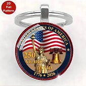 billiga U.S. 250-årsjubileum-8 delar 250 år av frihet, amerikanskt 250-årsjubileum, nyckelringar i zinklegering &amp;kristallglas, amerikansk historia &amp;patriotiska symboler, amerikansk flagga &amp;Eagle Capitol självständighetsdag