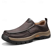 economico Scarpe Casual Slip-On-scarpe da trekking resistenti da uomo in similpelle, marroni, perfette per avventure all'aria aperta e viaggi informali