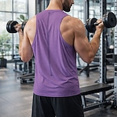 preiswerte Lauf-T-Shirts &amp; Tanktops-Herren Einfarbig Lauf-T-Shirt Kompressionsshirt Sportshirt Sporttop Sommer Ärmellos Schnelltrocknend Feuchtigkeitsableitend Atmungsaktiv Fitnesstraining Gehen Joggen Blau Schwarz Weiß Sportbekleidung