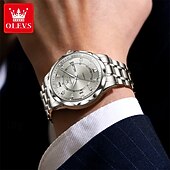 levne Mechanické hodinky-Nové pánské business hodinky značky Olevs s luminiscenčním displejem, kalendářem a týdenním ukazatelem, plně automatickým mechanickým strojkem, tvarem kosočtverce osazeným diamanty, voděodolné, vhodné