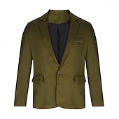baratos Blazers Clássicos Masculinos-Homens Jaqueta Blazer Colar de entalhe Moda Leve Casual Cor Sólida Blazer Preto Verde Claro Vermelho Moderno Comum 1 Butão