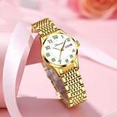 baratos Relógios Quartz-Relógio feminino digital com pulseira de aço inoxidável, calendário e indicador de semana, moderno e elegante para o dia a dia, viagens, uso noturno, ocasiões casuais, esportes e negócios.