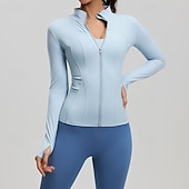 billiga Löparjackor-Dam Solid färg Joggingjacka Utomhusjacka Sportjacka Sommar Vår Höst Blixtlås i fullängd Smal Långärmad Snabb tork Lättvikt Elastisk Andningsfunktion Gym Löpning Träning Blå Rodnande Rosa Purpur