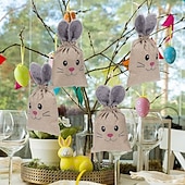 cheap Easter-5/10 Pcs Easter Linen Drawstring Gift Bag, Burlap Bags with Fluffy Bunny Ears, Perfect for Holding Easter Eggs, Cookies, Chocolates, Bunny Party Favor Bags, Easter Candy Egg Hunt for Kids